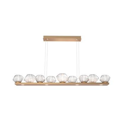 Mesa Linear LED Chandelier in Novel Brass/Clear Blown Glass (58.9-Inch).