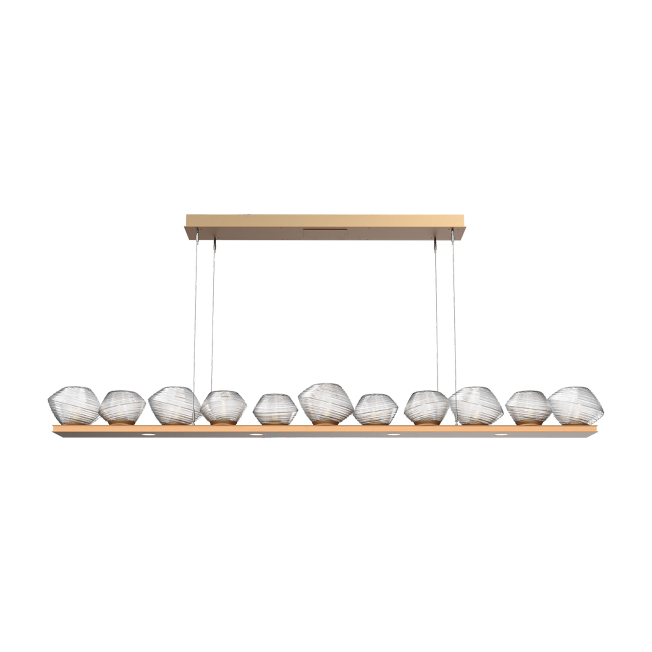 Mesa Linear LED Chandelier in Novel Brass/Clear Blown Glass (75.5-Inch).