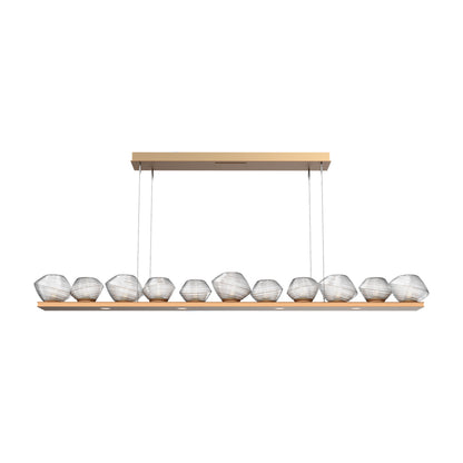 Mesa Linear LED Chandelier in Novel Brass/Clear Blown Glass (75.5-Inch).