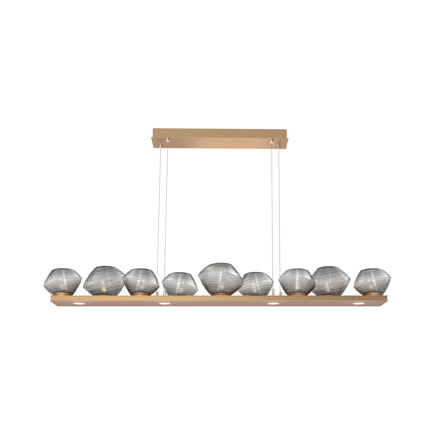 Mesa Linear LED Chandelier in Novel Brass/Smoke Blown Glass (58.9-Inch).