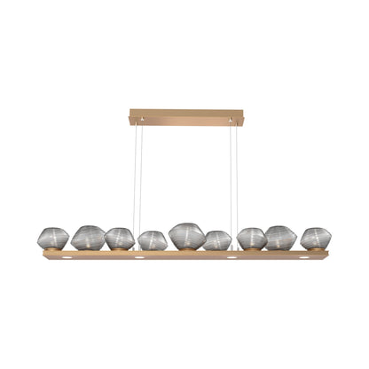 Mesa Linear LED Chandelier in Novel Brass/Smoke Blown Glass (58.9-Inch).