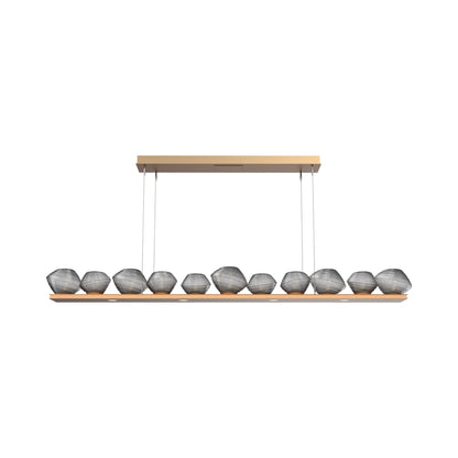 Mesa Linear LED Chandelier in Novel Brass/Smoke Blown Glass (75.5-Inch).