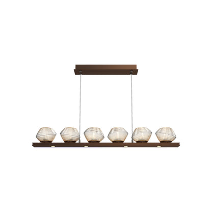 Mesa Linear LED Chandelier in Oil Rubbed Bronze/Amber Blown Glass (44-Inch).