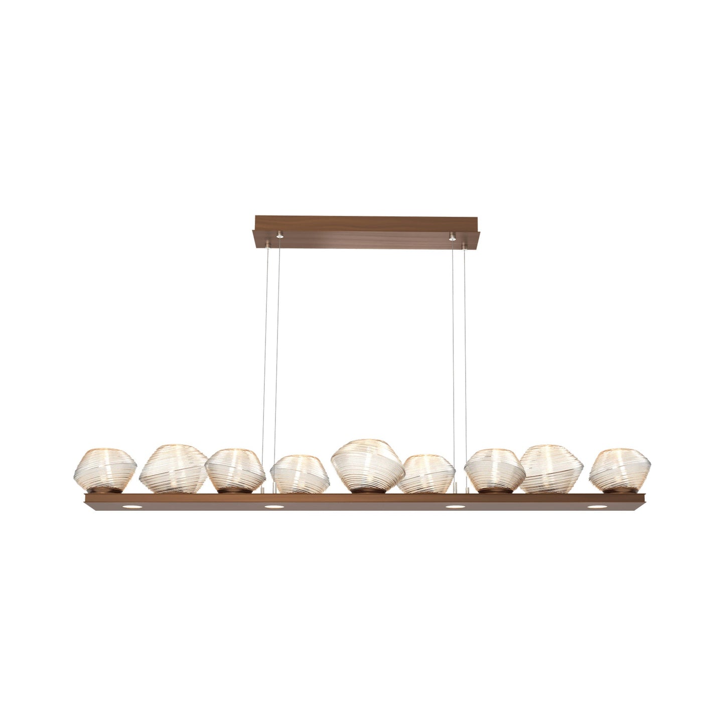 Mesa Linear LED Chandelier in Oil Rubbed Bronze/Amber Blown Glass (58.9-Inch).