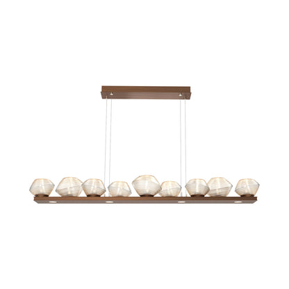 Mesa Linear LED Chandelier in Oil Rubbed Bronze/Amber Blown Glass (58.9-Inch).