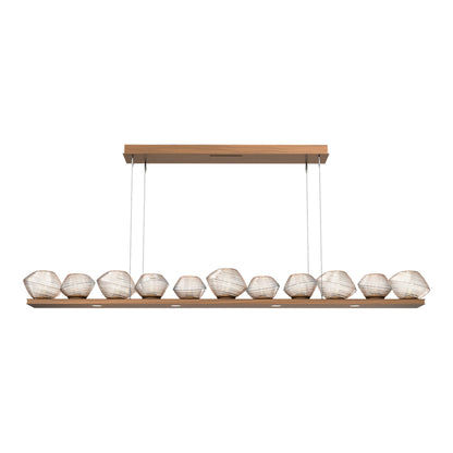 Mesa Linear LED Chandelier in Oil Rubbed Bronze/Amber Blown Glass (75.5-Inch).
