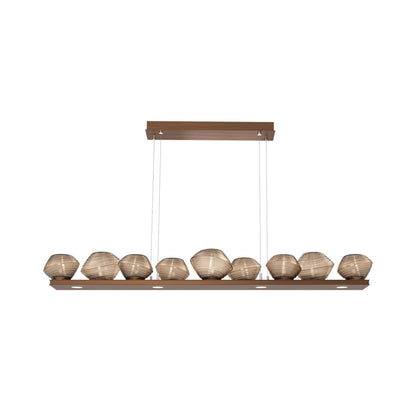 Mesa Linear LED Chandelier in Oil Rubbed Bronze/Bronze Blown Glass (58.9-Inch).
