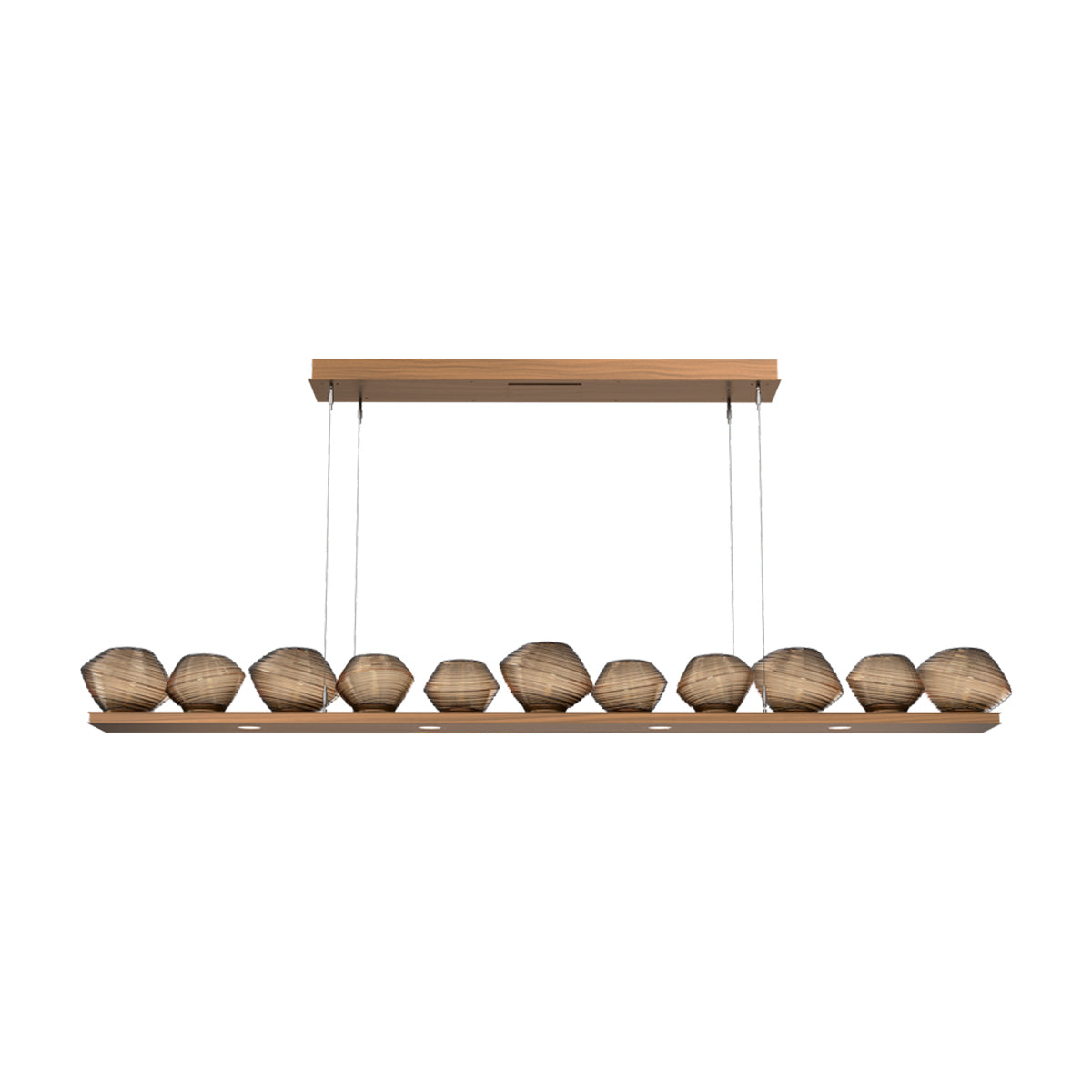 Mesa Linear LED Chandelier in Oil Rubbed Bronze/Bronze Blown Glass (75.5-Inch).