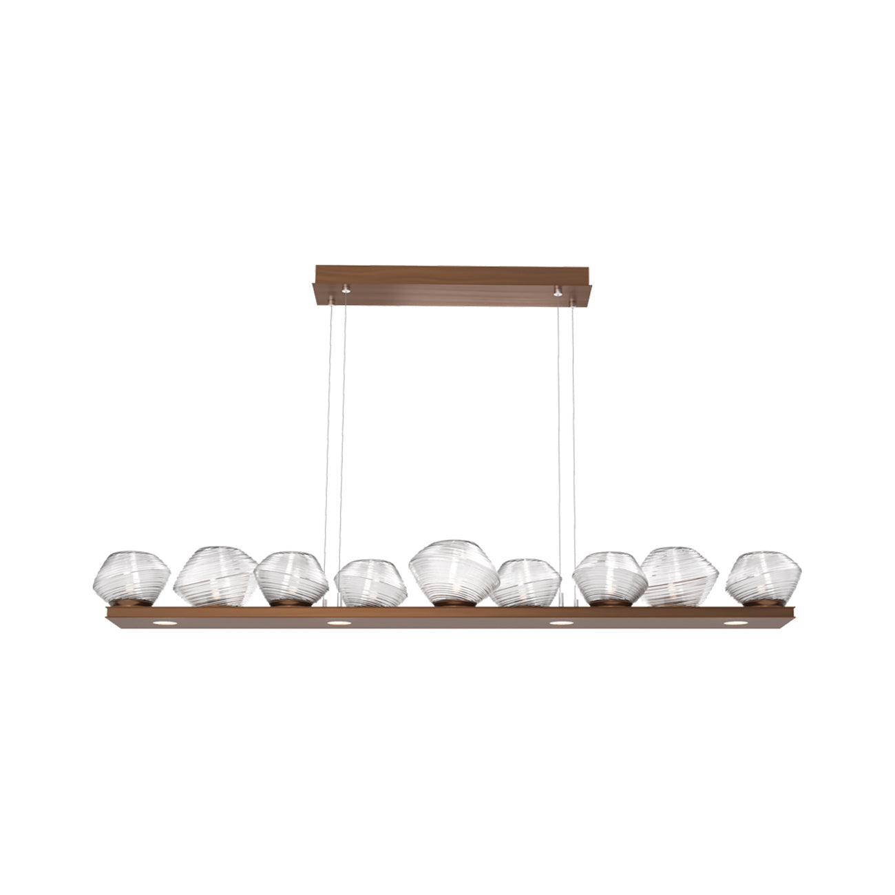 Mesa Linear LED Chandelier in Oil Rubbed Bronze/Clear Blown Glass (58.9-Inch).