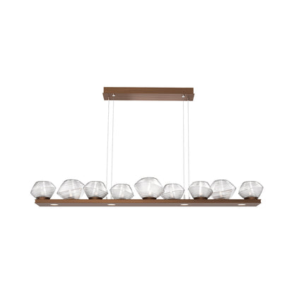 Mesa Linear LED Chandelier in Oil Rubbed Bronze/Clear Blown Glass (58.9-Inch).