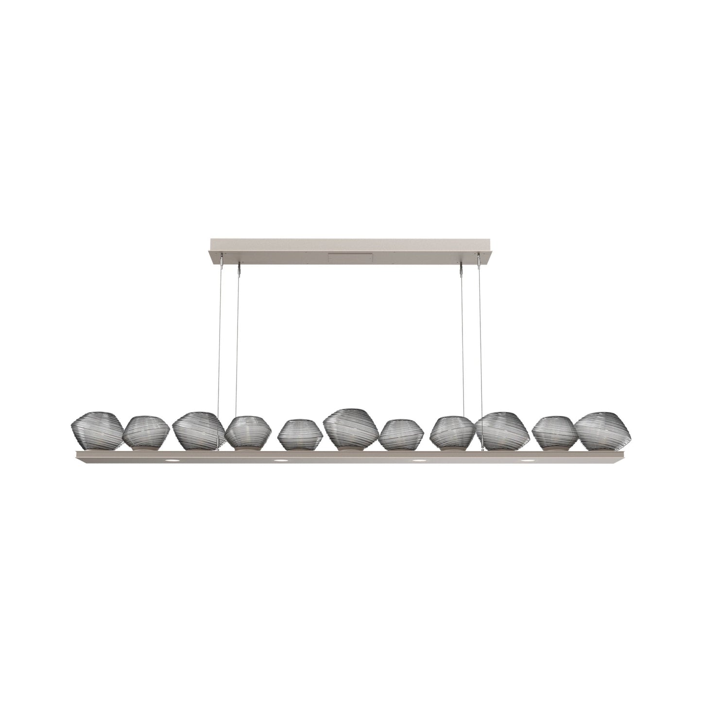 Mesa Linear LED Chandelier in Beige Silver/Smoke Blown Glass (75.5-Inch).