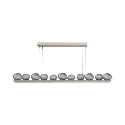 Mesa Linear LED Chandelier in Beige Silver/Smoke Blown Glass (75.5-Inch).