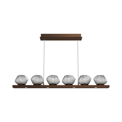 Mesa Linear LED Chandelier in Oil Rubbed Bronze/Smoke Blown Glass (44-Inch).