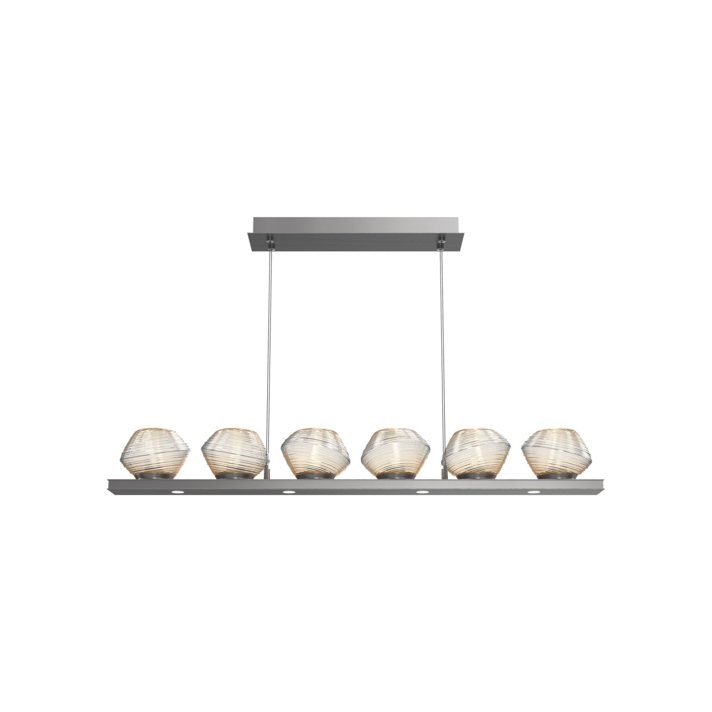 Mesa Linear LED Chandelier in Satin Nickel/Amber Blown Glass (44-Inch).