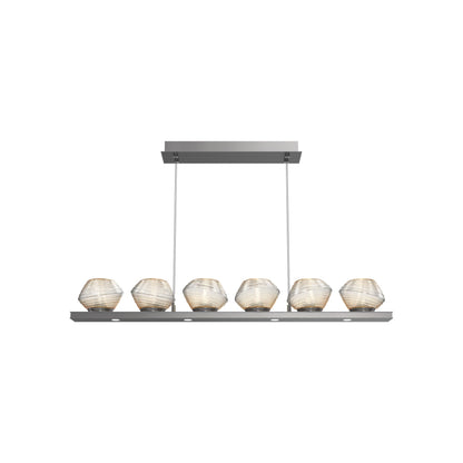 Mesa Linear LED Chandelier in Satin Nickel/Amber Blown Glass (44-Inch).