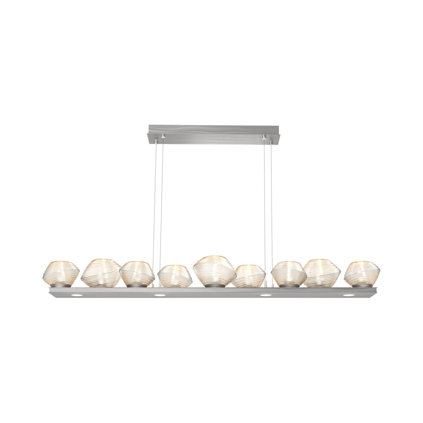 Mesa Linear LED Chandelier in Satin Nickel/Amber Blown Glass (58.9-Inch).
