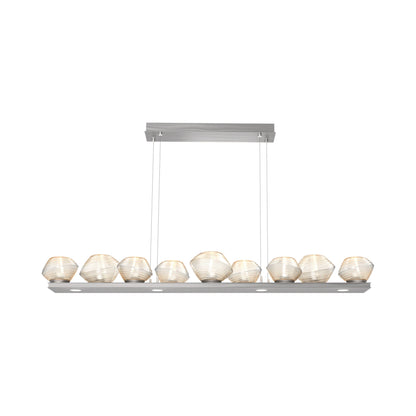 Mesa Linear LED Chandelier in Satin Nickel/Amber Blown Glass (58.9-Inch).