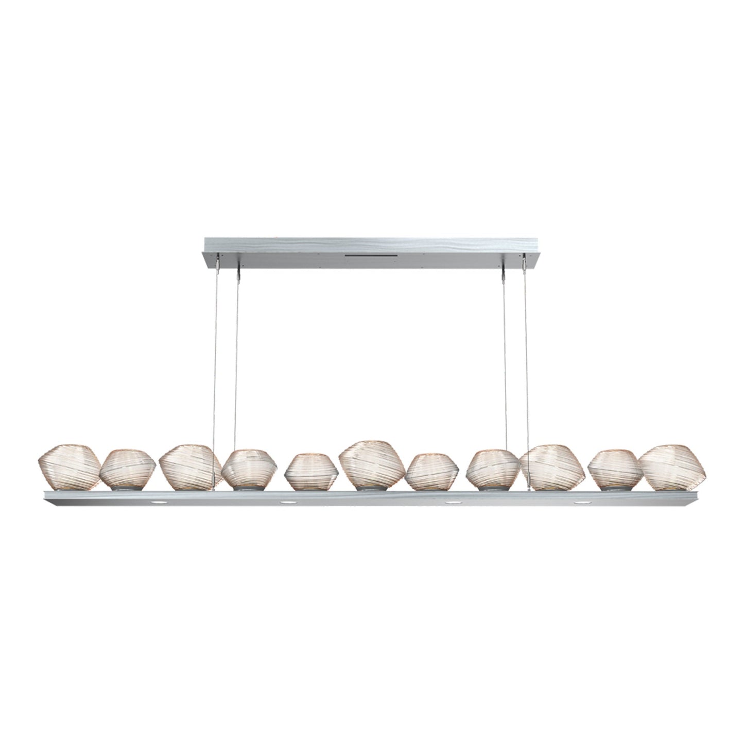 Mesa Linear LED Chandelier in Satin Nickel/Amber Blown Glass (75.5-Inch).