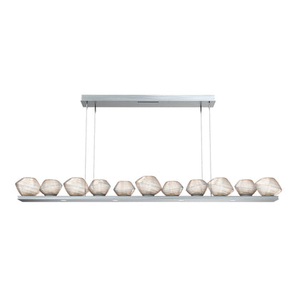 Mesa Linear LED Chandelier in Satin Nickel/Amber Blown Glass (75.5-Inch).