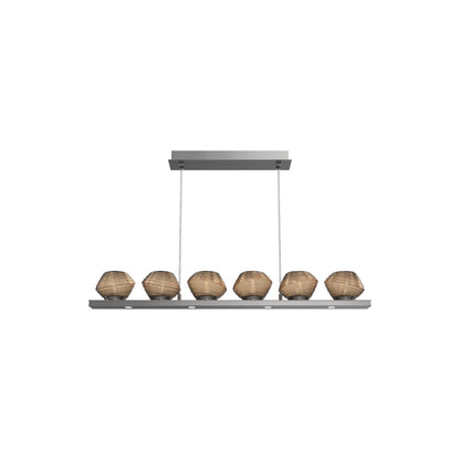 Mesa Linear LED Chandelier in Satin Nickel/Bronze Blown Glass (44-Inch).