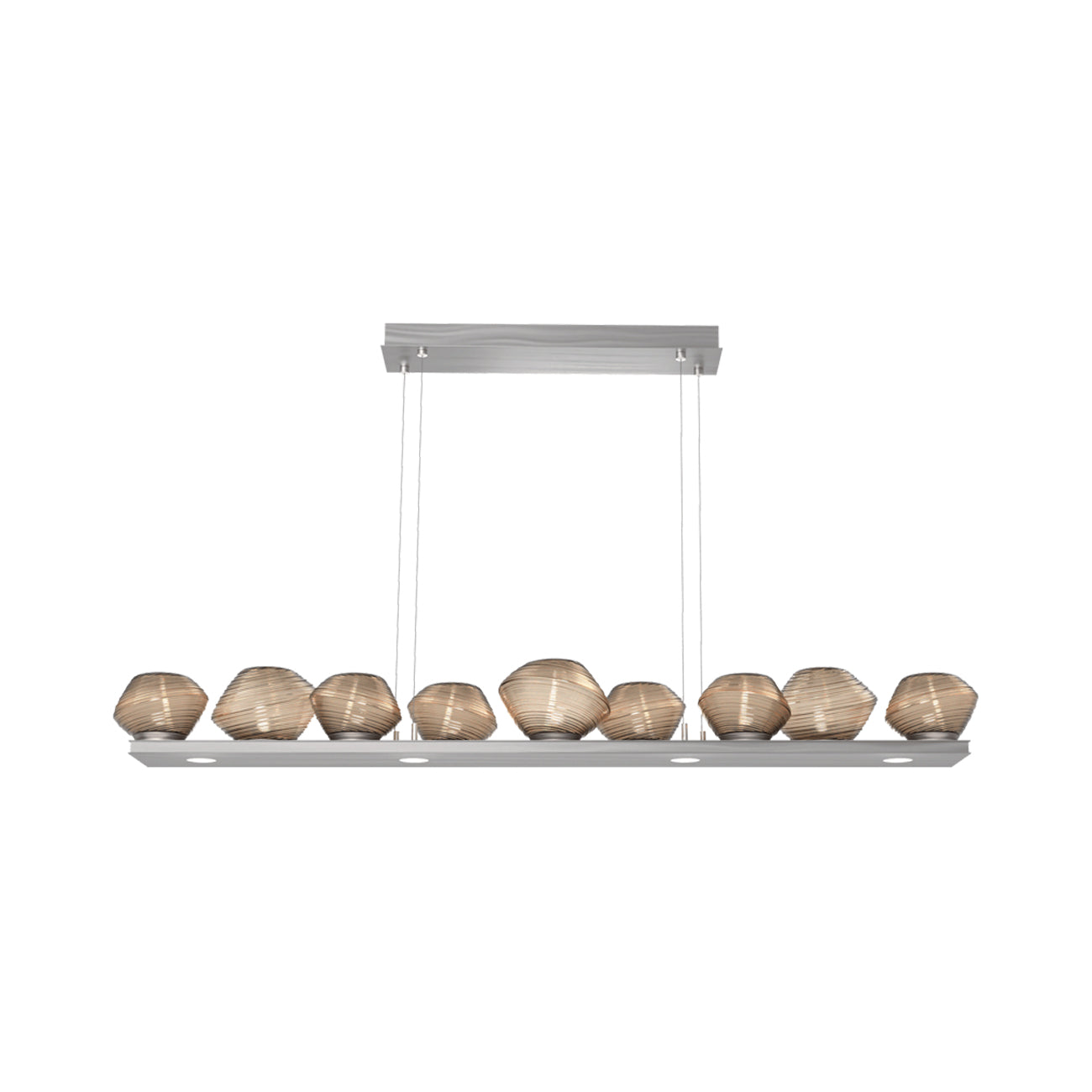 Mesa Linear LED Chandelier in Satin Nickel/Bronze Blown Glass (58.9-Inch).