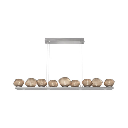 Mesa Linear LED Chandelier in Satin Nickel/Bronze Blown Glass (58.9-Inch).