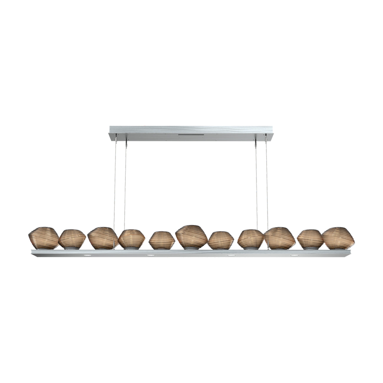 Mesa Linear LED Chandelier in Satin Nickel/Bronze Blown Glass (75.5-Inch).