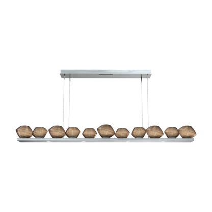 Mesa Linear LED Chandelier in Satin Nickel/Bronze Blown Glass (75.5-Inch).