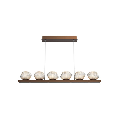 Mesa Linear LED Chandelier in Burnished Bronze/Amber Blown Glass (44-Inch).