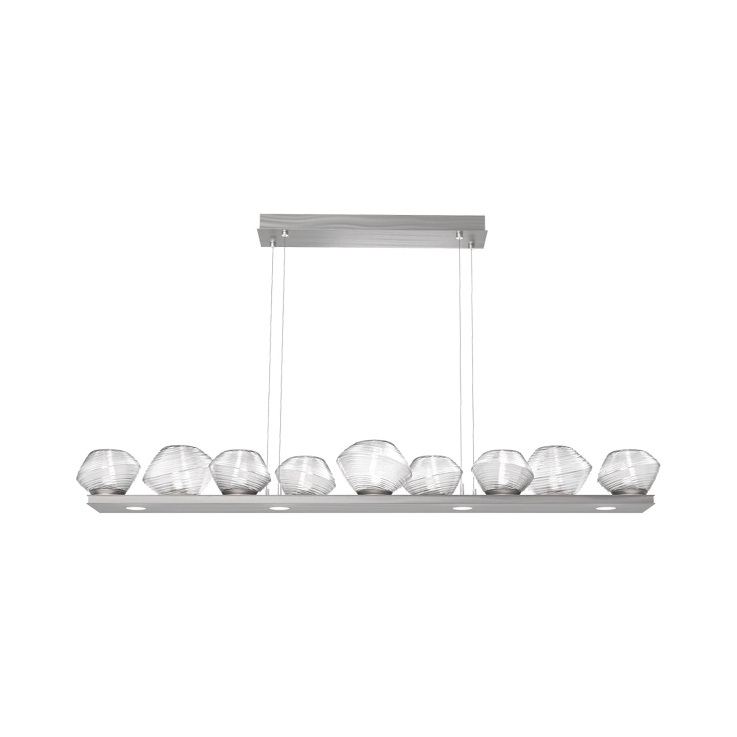 Mesa Linear LED Chandelier in Satin Nickel/Clear Blown Glass (58.9-Inch).