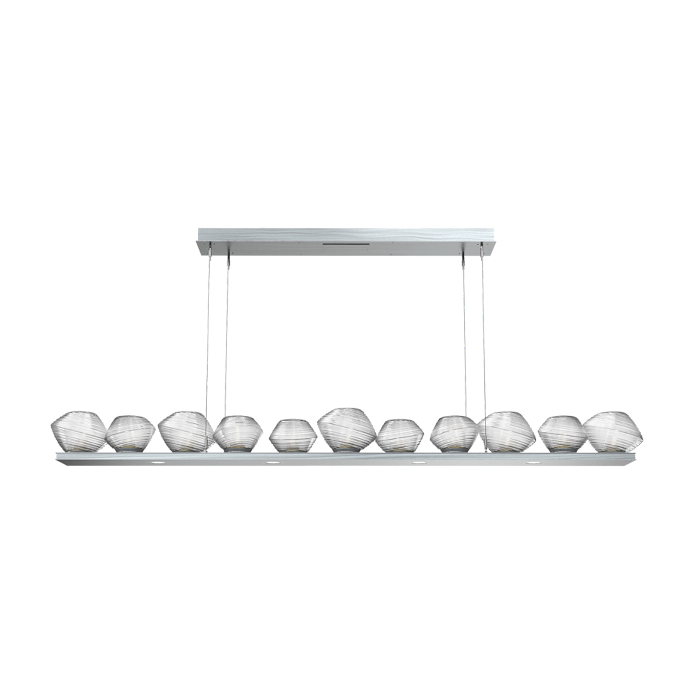 Mesa Linear LED Chandelier in Satin Nickel/Clear Blown Glass (75.5-Inch).