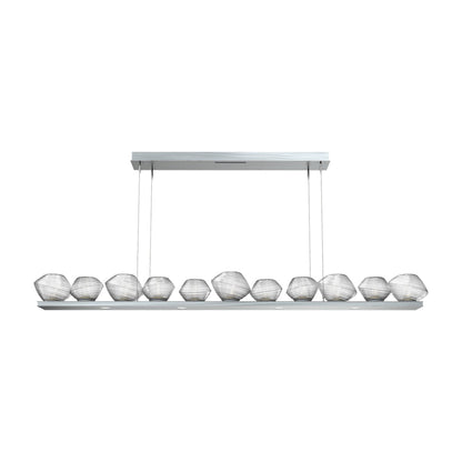 Mesa Linear LED Chandelier in Satin Nickel/Clear Blown Glass (75.5-Inch).