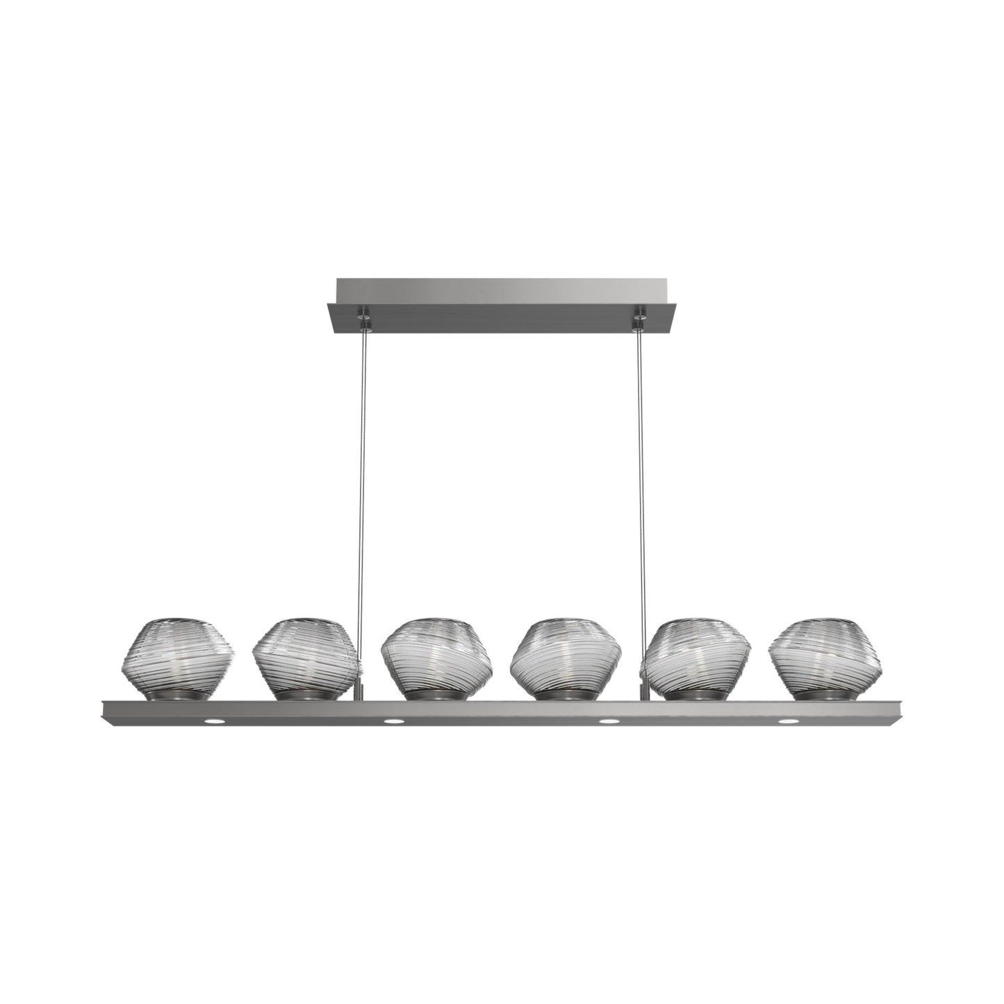 Mesa Linear LED Chandelier in Satin Nickel/Smoke Blown Glass (44-Inch).