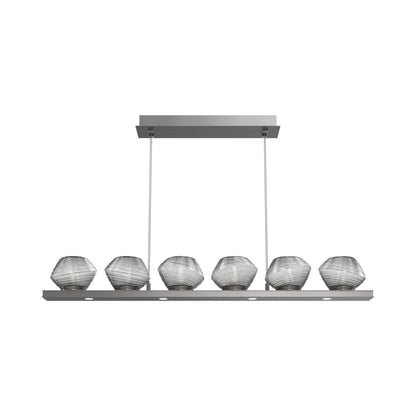 Mesa Linear LED Chandelier in Satin Nickel/Smoke Blown Glass (44-Inch).