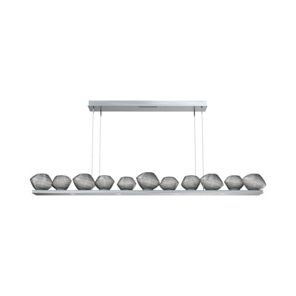 Mesa Linear LED Chandelier in Satin Nickel/Smoke Blown Glass (75.5-Inch).
