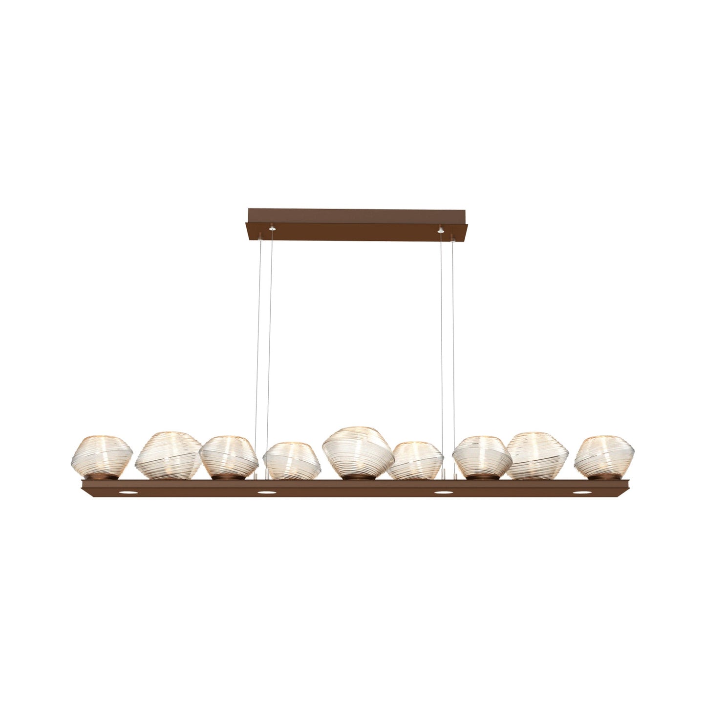 Mesa Linear LED Chandelier in Burnished Bronze/Amber Blown Glass (58.9-Inch).