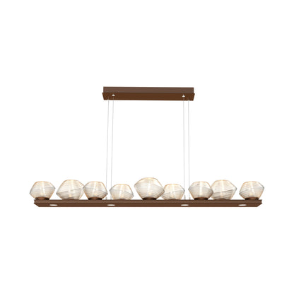 Mesa Linear LED Chandelier in Burnished Bronze/Amber Blown Glass (58.9-Inch).