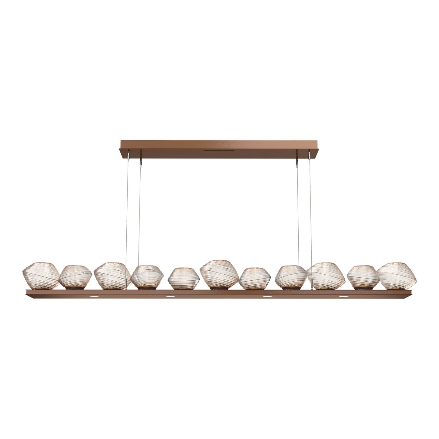 Mesa Linear LED Chandelier in Burnished Bronze/Amber Blown Glass (75.5-Inch).