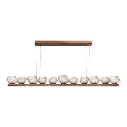 Mesa Linear LED Chandelier in Burnished Bronze/Amber Blown Glass (75.5-Inch).