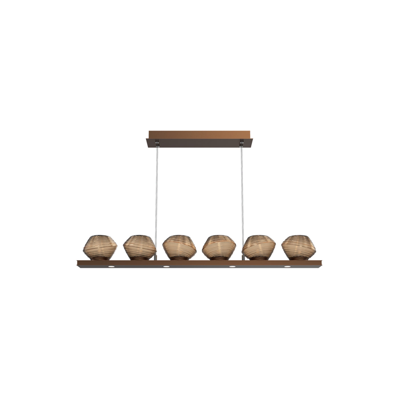Mesa Linear LED Chandelier in Burnished Bronze/Bronze Blown Glass (44-Inch).