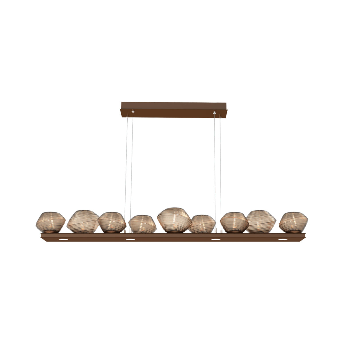 Mesa Linear LED Chandelier in Burnished Bronze/Bronze Blown Glass (58.9-Inch).