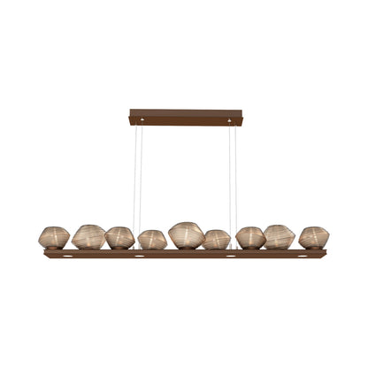 Mesa Linear LED Chandelier in Burnished Bronze/Bronze Blown Glass (58.9-Inch).