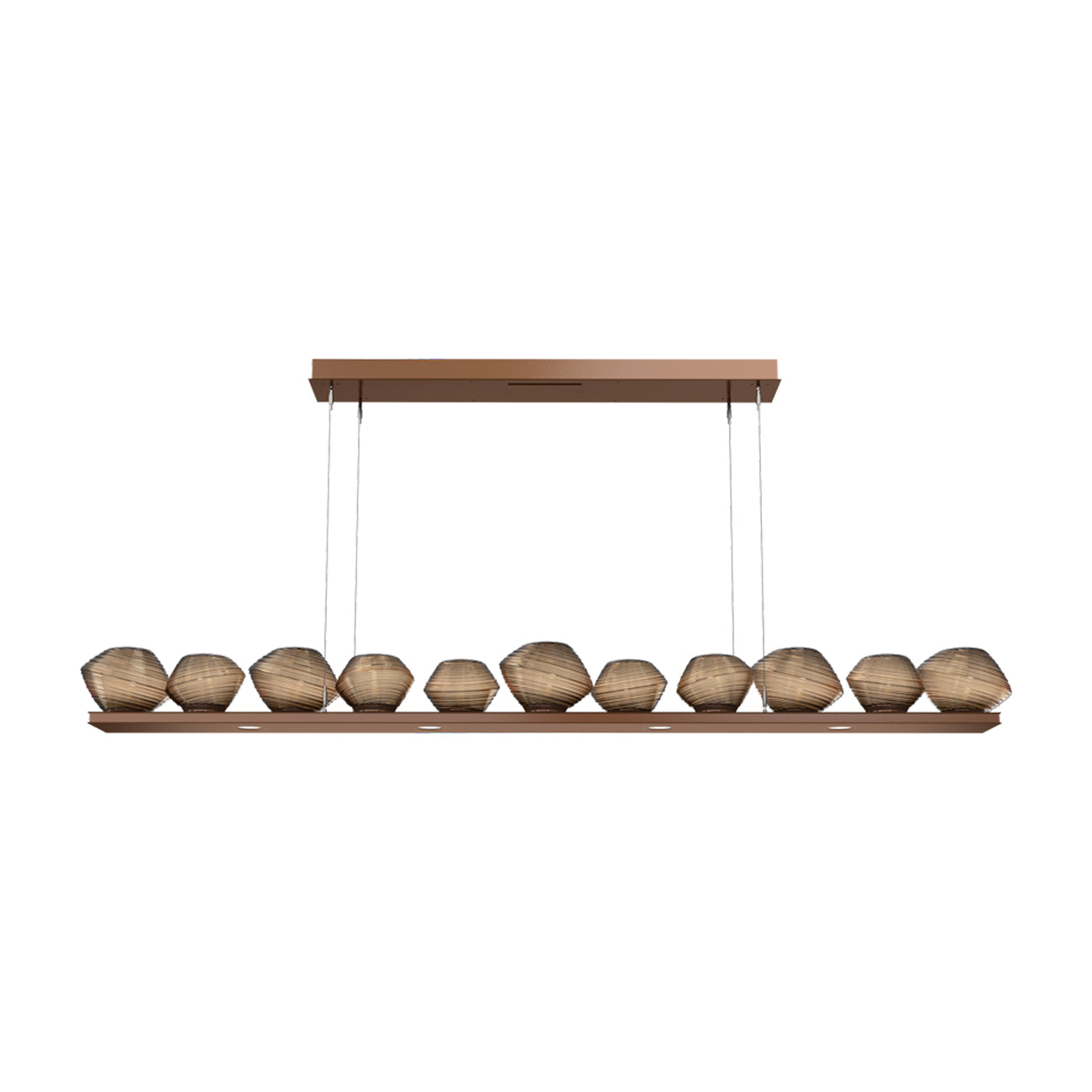 Mesa Linear LED Chandelier in Burnished Bronze/Bronze Blown Glass (75.5-Inch).