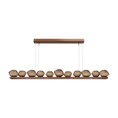 Mesa Linear LED Chandelier in Burnished Bronze/Bronze Blown Glass (75.5-Inch).