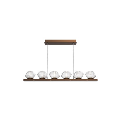 Mesa Linear LED Chandelier in Burnished Bronze/Clear Blown Glass (44-Inch).