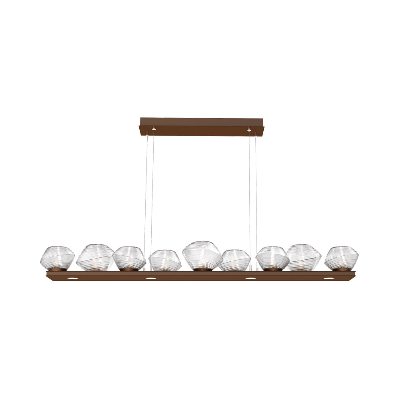 Mesa Linear LED Chandelier in Burnished Bronze/Clear Blown Glass (58.9-Inch).