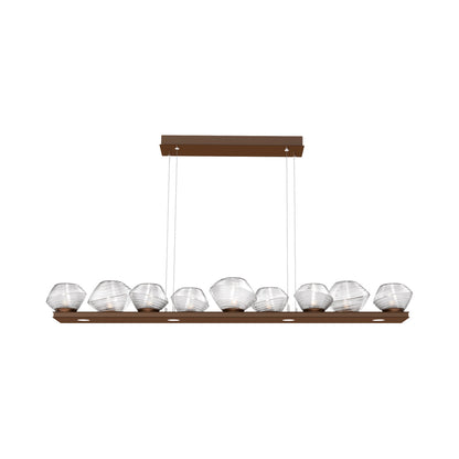 Mesa Linear LED Chandelier in Burnished Bronze/Clear Blown Glass (58.9-Inch).