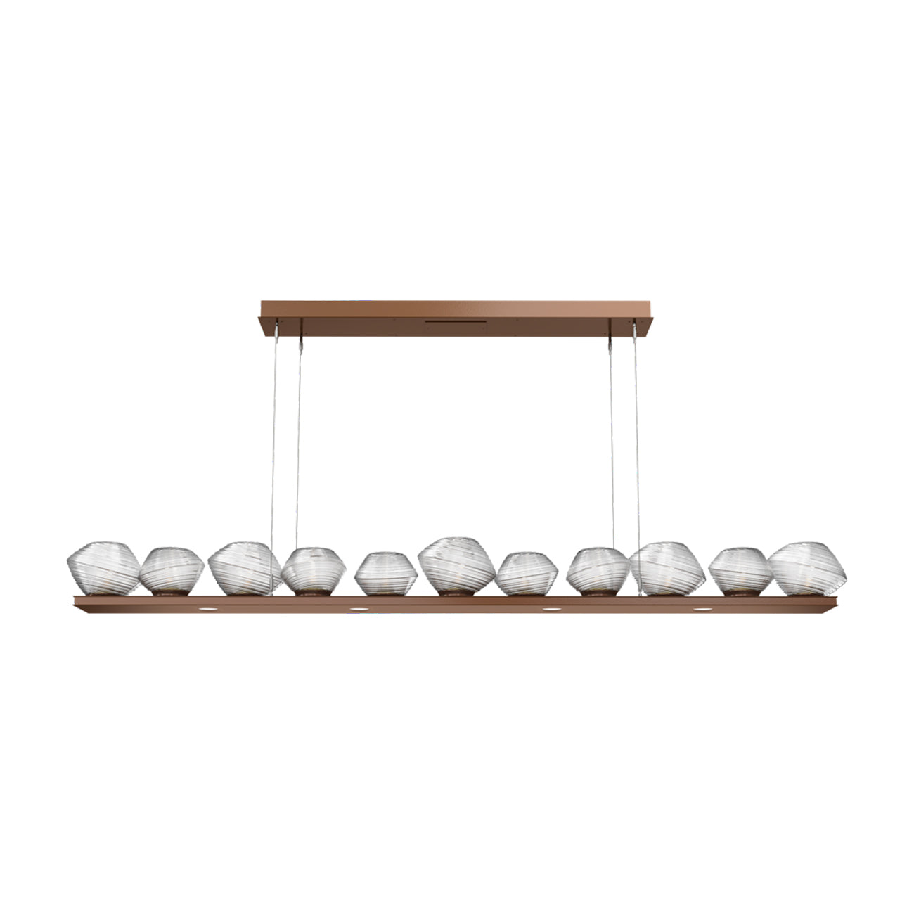 Mesa Linear LED Chandelier in Burnished Bronze/Clear Blown Glass (75.5-Inch).