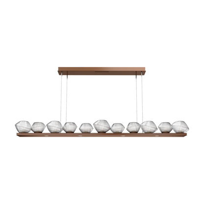 Mesa Linear LED Chandelier in Burnished Bronze/Clear Blown Glass (75.5-Inch).