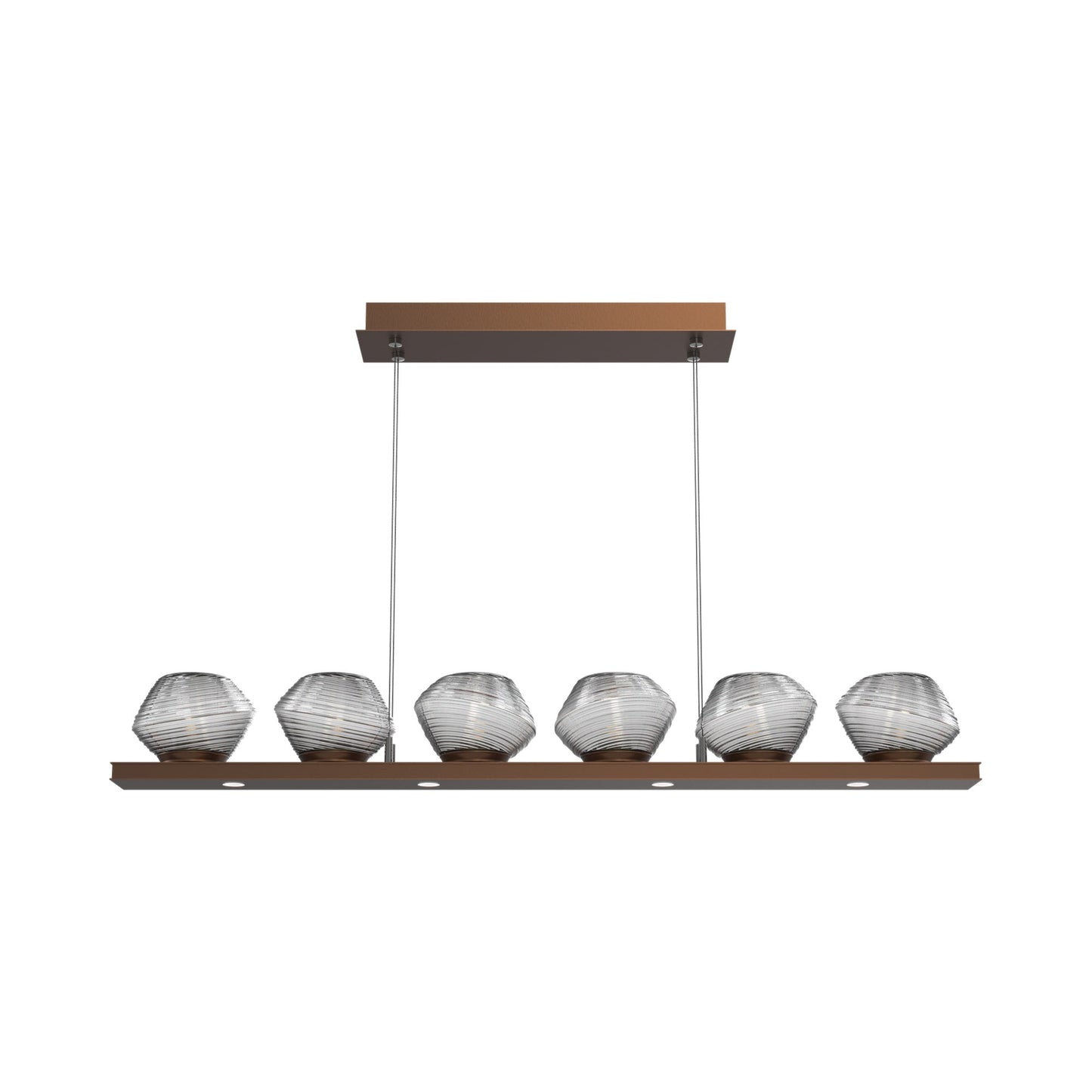 Mesa Linear LED Chandelier in Burnished Bronze/Smoke Blown Glass (44-Inch).